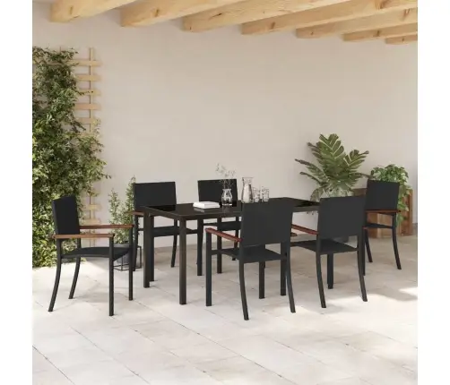 Dārza Ēdamgalds 7 Pcs Melna Poliūtu Rotangpalma Vidaxl