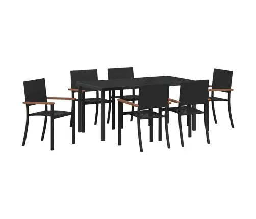 Dārza Ēdamgalds 7 Pcs Melna Poliūtu Rotangpalma Vidaxl