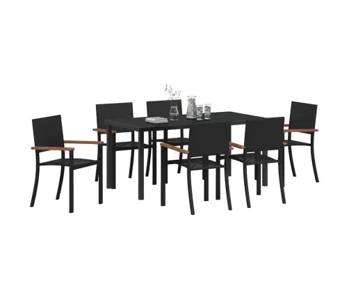 Dārza Ēdamgalds 7 Pcs Melna Poliūtu Rotangpalma Vidaxl