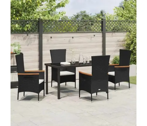 Dārza Krēsli Melnā Krāsā 5 Pcs Melna 140 X 70 X 73 Cm Vidaxl