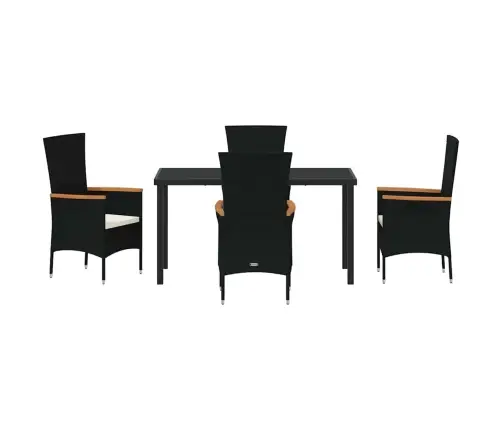 Dārza Krēsli Melnā Krāsā 5 Pcs Melna 140 X 70 X 73 Cm Vidaxl