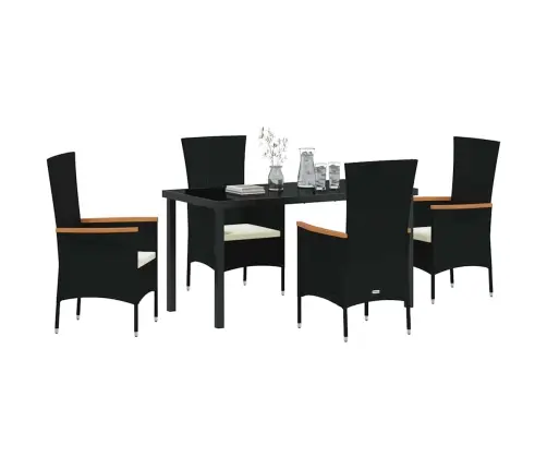 Dārza Krēsli Melnā Krāsā 5 Pcs Melna 140 X 70 X 73 Cm Vidaxl