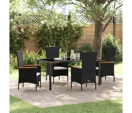 Dārza Krēslu Komplekts Ar Spilvenu 5 Pcs Melna 160 X 80 X 73 Cm Vidaxl