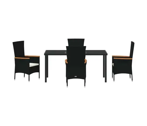 Dārza Krēslu Komplekts Ar Spilvenu 5 Pcs Melna 160 X 80 X 73 Cm Vidaxl