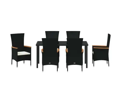 Aia Söögilaudade Komplekt 7 Pcs Must Pulbervärvitud Teras