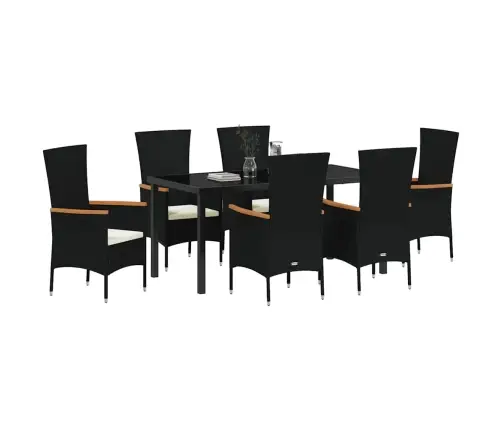 Aia Söögilaudade Komplekt 7 Pcs Must Pulbervärvitud Teras