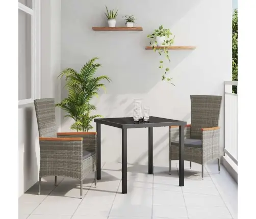 Dārza Ēdamgalds Ar Spilvenu 3 Pcs Pelēka Poliūtu Rotangpalma Vidaxl