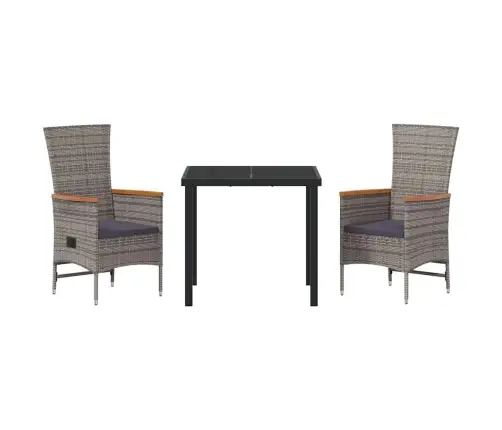 Āra Krēsli 3 Pcs Pelēka Tumši Pelēka 80 X 80 X 73 Cm Vidaxl