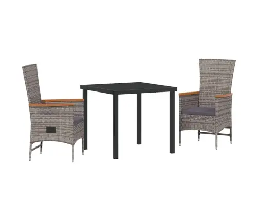 Āra Krēsli 3 Pcs Pelēka Tumši Pelēka 80 X 80 X 73 Cm Vidaxl