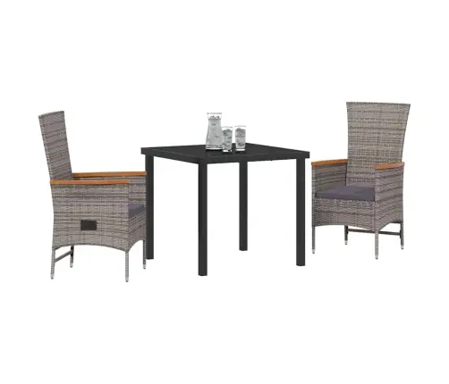 Āra Krēsli 3 Pcs Pelēka Tumši Pelēka 80 X 80 X 73 Cm Vidaxl