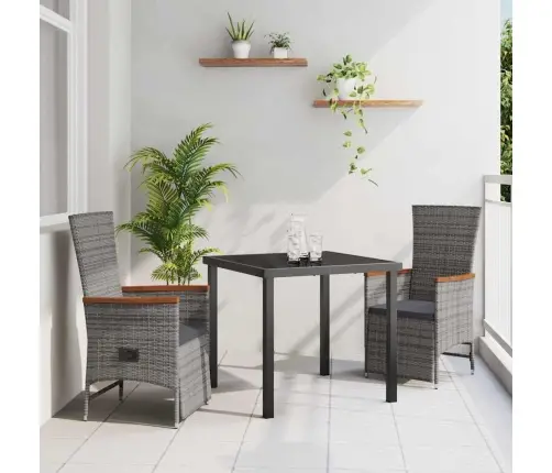 Regulējamie Dārza Krēsli Ar Spilvenu 3 Pcs Pelēka Tumši Pelēks Vidaxl