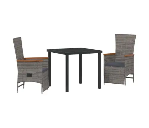 Regulējamie Dārza Krēsli Ar Spilvenu 3 Pcs Pelēka Tumši Pelēks Vidaxl