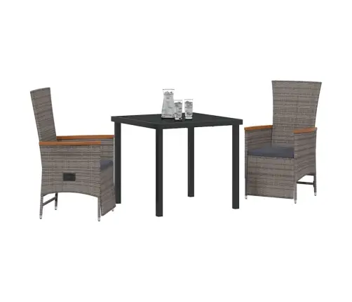 Regulējamie Dārza Krēsli Ar Spilvenu 3 Pcs Pelēka Tumši Pelēks Vidaxl