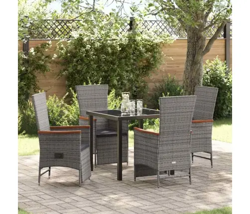 Sodo Valgomojo Komplektas Su Pagalve 5 Pcs Pilka Poli Ratanas