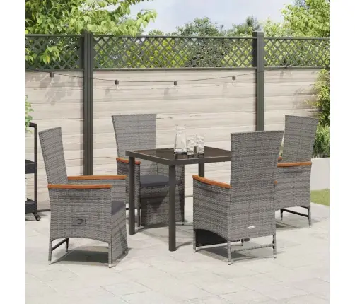 Sodo Valgomojo Komplektas Su Pagalve 5 Pcs Pilka Poli Ratanas