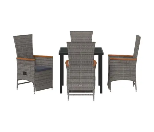 Sodo Valgomojo Komplektas Su Pagalve 5 Pcs Pilka Poli Ratanas