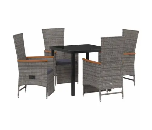 Sodo Valgomojo Komplektas Su Pagalve 5 Pcs Pilka Poli Ratanas