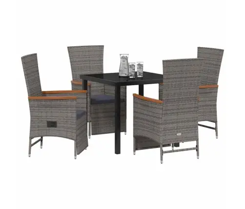 Sodo Valgomojo Komplektas Su Pagalve 5 Pcs Pilka Poli Ratanas