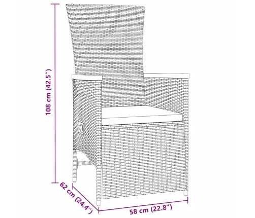 Sodo Valgomojo Komplektas Su Pagalve 5 Pcs Pilka Poli Ratanas