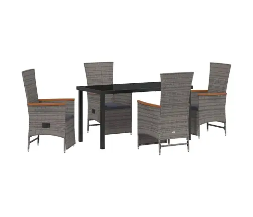 Dārza Ēdamgalds Ar Spilvenu 5 Pcs Pelēka Poliūtu Rotangpalma Vidaxl