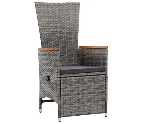 Dārza Ēdamgalds Ar Spilvenu 7 Pcs Pelēka Poliūtu Rotangpalma Vidaxl