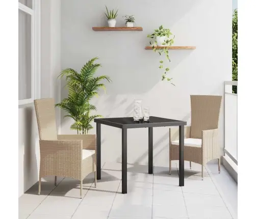 Dārza Ēdamgalds Ar Spilvenu 3 Pcs Bēša Poliratāns Vidaxl