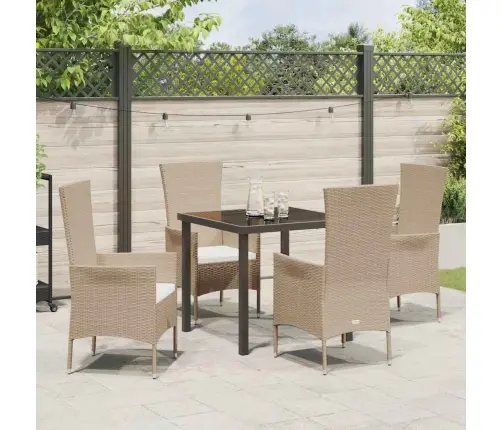 Dārza Ēdamgalds Ar Spilvenu 5 Pcs Bēša Poliratāns Vidaxl