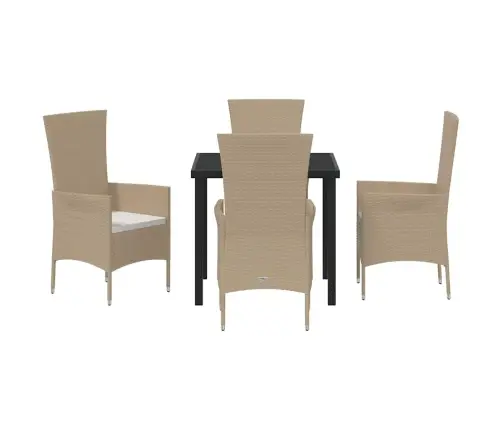 Dārza Ēdamgalds Ar Spilvenu 5 Pcs Bēša Poliratāns Vidaxl