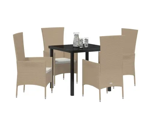 Dārza Ēdamgalds Ar Spilvenu 5 Pcs Bēša Poliratāns Vidaxl