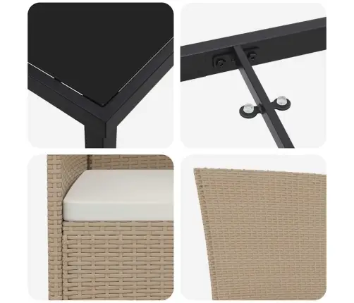 Dārza Ēdamistabas Komplekts 5 Pcs Bēša Melna 140 X 70 X 73 Cm Vidaxl