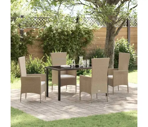 Dārza Ēdamistabas Komplekts 5 Pcs Bēša Melna 140 X 70 X 73 Cm Vidaxl