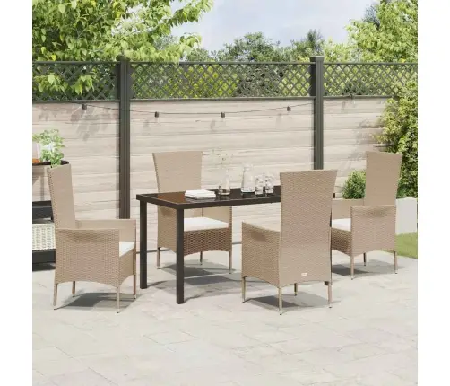 Dārza Ēdamistabas Komplekts 5 Pcs Bēša Melna 140 X 70 X 73 Cm Vidaxl
