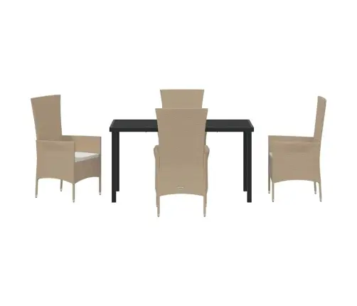 Dārza Ēdamistabas Komplekts 5 Pcs Bēša Melna 140 X 70 X 73 Cm Vidaxl