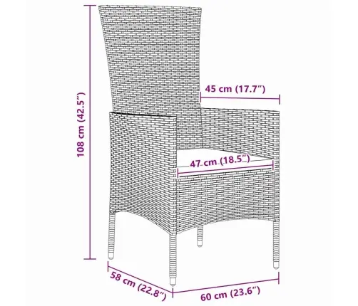Dārza Ēdamistabas Komplekts 5 Pcs Bēša Melna 140 X 70 X 73 Cm Vidaxl