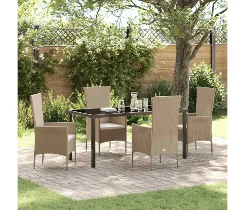 Dārza Galds 5 Pcs Gaiši Bēšs, Melns 160 X 80 X 73 Cm Vidaxl