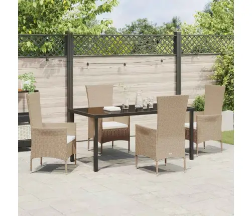 Dārza Galds 5 Pcs Gaiši Bēšs, Melns 160 X 80 X 73 Cm Vidaxl