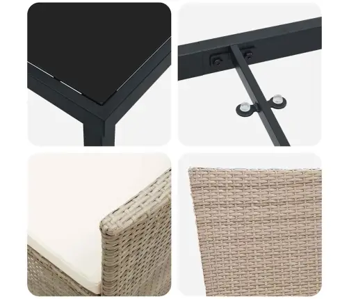 Āra Krēslu Komplekts 5 Pcs Bēša, Krēmkrāsas 140 X 70 X 73 Cm Vidaxl