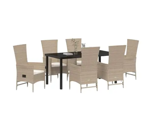 Āra Krēslu Komplekts 7 Pcs Bēša, Krēmkrāsas 160 X 80 X 73 Cm Vidaxl