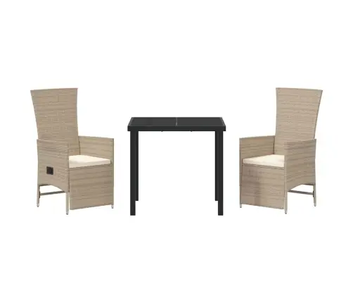 Guļus Dārza Krēslu Komplekts Ar Spilvenu 3 Pcs Bēša Krēmkrāsa Vidaxl