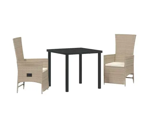 Guļus Dārza Krēslu Komplekts Ar Spilvenu 3 Pcs Bēša Krēmkrāsa Vidaxl