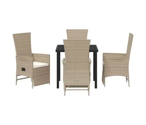 Sodo Valgomojo Komplektas Su Pagalve 5 Pcs Smėlio Poliratanas