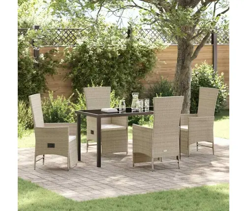 Regulējamu Dārza Krēslu Komplekts 5 Pcs Bēša 140 X 70 X 73 Cm Vidaxl