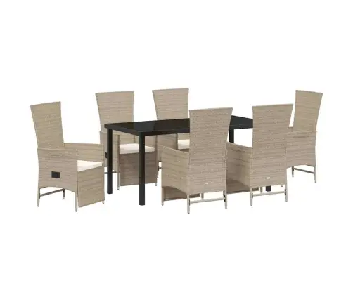 Sodo Valgomojo Komplektas Su Pagalve 7 Pcs Smėlio Poliratanas