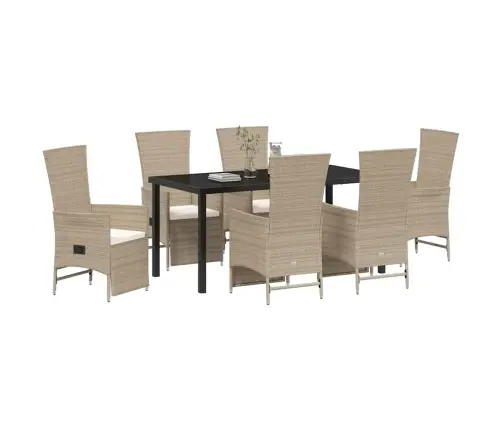 Sodo Valgomojo Komplektas Su Pagalve 7 Pcs Smėlio Poliratanas