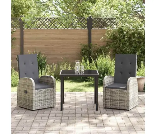 Āra Mēbeļu Komplekts 3 Pcs Pelēka 80 X 80 X 73 Cm Pe Ratanis Vidaxl