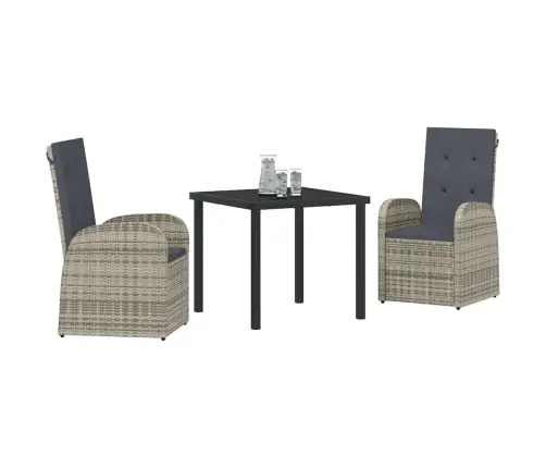 Āra Mēbeļu Komplekts 3 Pcs Pelēka 80 X 80 X 73 Cm Pe Ratanis Vidaxl