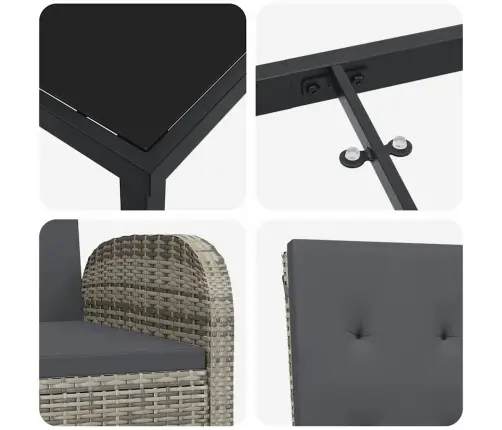 Āra Mēbeļu Komplekts 5 Pcs Pelēka Tumši Pelēks 80 X 80 X 73 Cm Vidaxl