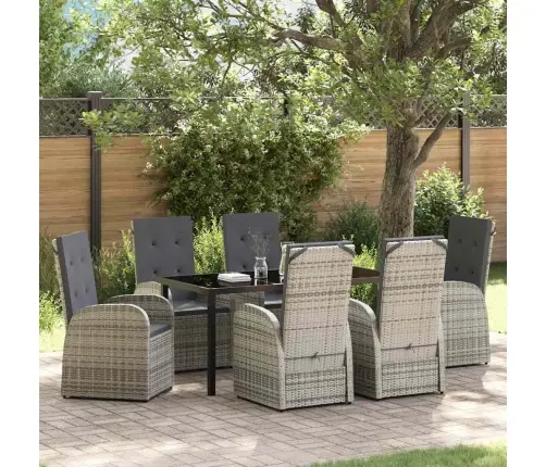 Āra Mēbeļu Komplekts 7 Pcs Pelēka 160 X 80 X 73 Cm Pe Ratanis Vidaxl