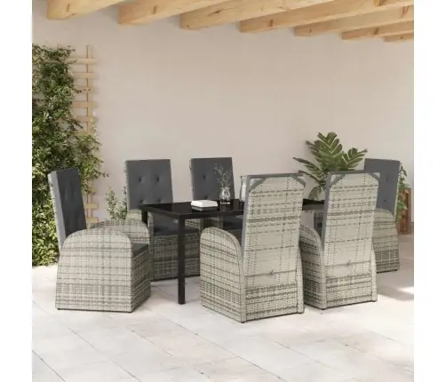 Āra Mēbeļu Komplekts 7 Pcs Pelēka 160 X 80 X 73 Cm Pe Ratanis Vidaxl