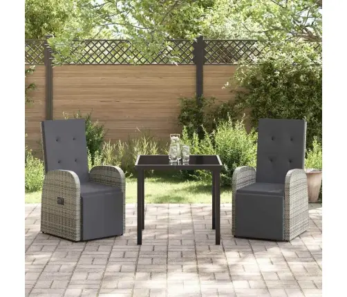 Dārza Ēdamistabas Komplekts 3 Pcs Pelēka 80 X 80 X 73 Cm Vidaxl